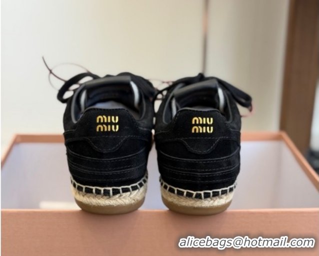 Low Price Miu Miu Suede Espadrille Sneakers Black MM120804 1208065