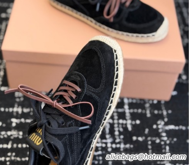 Low Price Miu Miu Suede Espadrille Sneakers Black MM120804 1208065