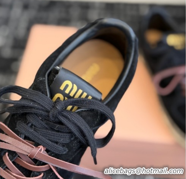 Low Price Miu Miu Suede Espadrille Sneakers Black MM120804 1208065