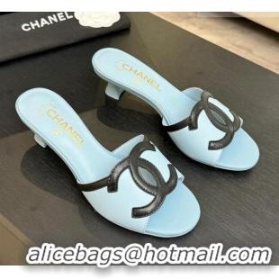 Pretty Style Chanel Lambskin Mules Sandals with 45mm Heel G47252 Blue 2026