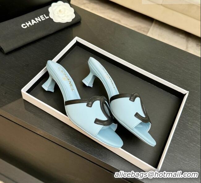 Pretty Style Chanel Lambskin Mules Sandals with 45mm Heel G47252 Blue 2026