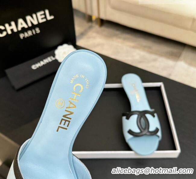 Pretty Style Chanel Lambskin Mules Sandals with 45mm Heel G47252 Blue 2026