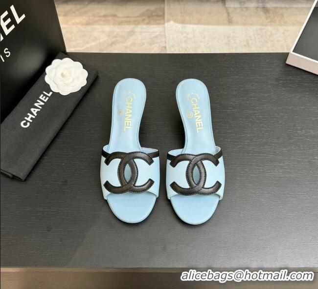 Pretty Style Chanel Lambskin Mules Sandals with 45mm Heel G47252 Blue 2026