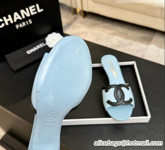 Pretty Style Chanel Lambskin Mules Sandals with 45mm Heel G47252 Blue 2026