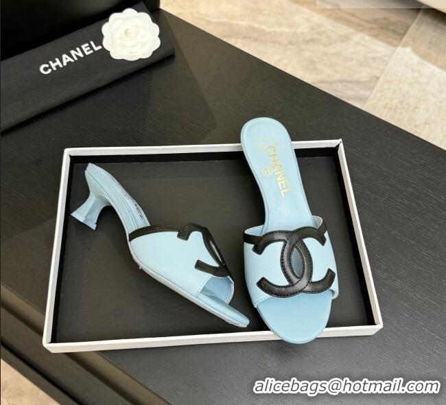 Pretty Style Chanel Lambskin Mules Sandals with 45mm Heel G47252 Blue 2026