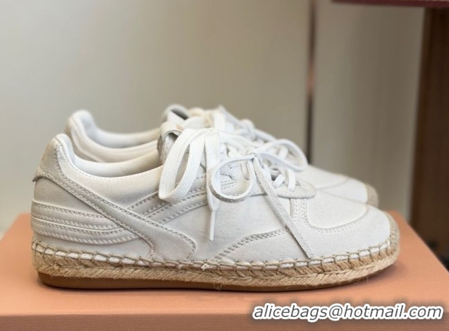 Charming Miu Miu Suede Espadrille Sneakers White MM120804 1208066