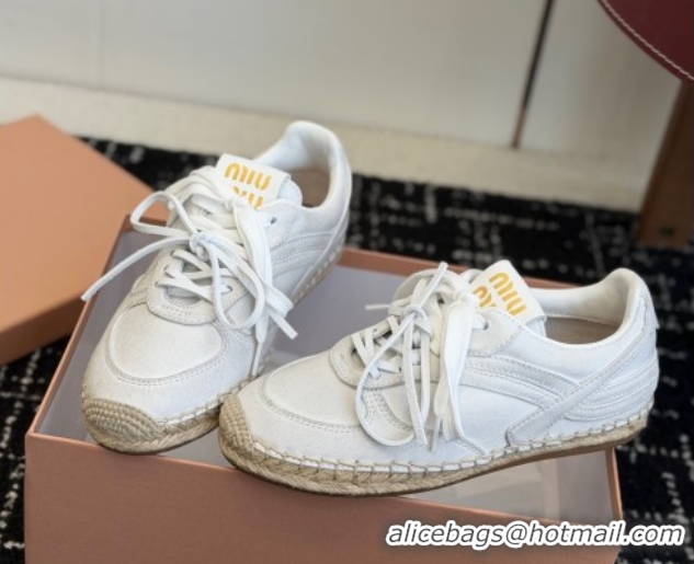 Charming Miu Miu Suede Espadrille Sneakers White MM120804 1208066
