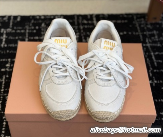 Charming Miu Miu Suede Espadrille Sneakers White MM120804 1208066