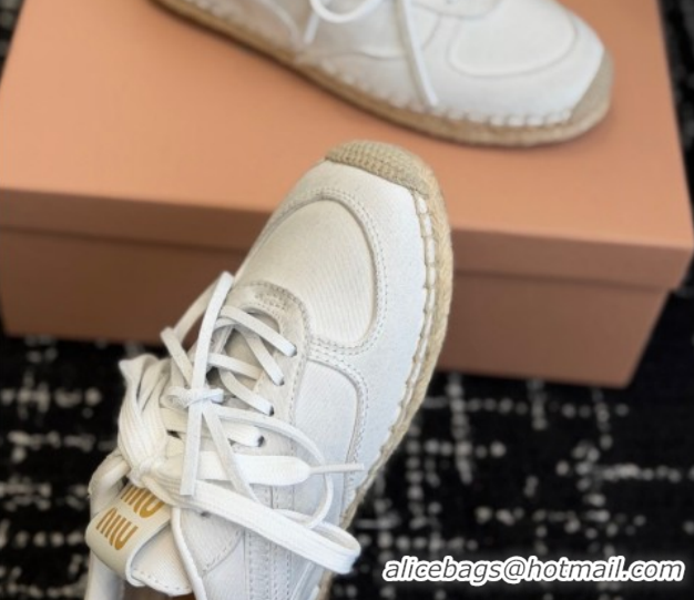 Charming Miu Miu Suede Espadrille Sneakers White MM120804 1208066