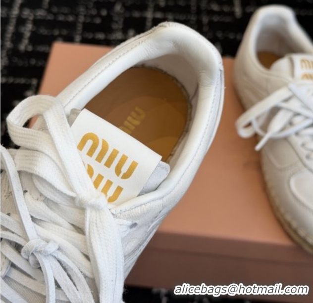 Charming Miu Miu Suede Espadrille Sneakers White MM120804 1208066