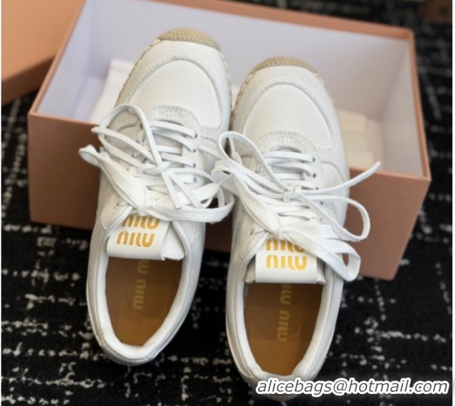 Charming Miu Miu Suede Espadrille Sneakers White MM120804 1208066