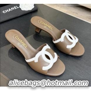 ​Best Price Chanel Lambskin Mules Sandals with 45mm Heel G47252 Khaki 2026