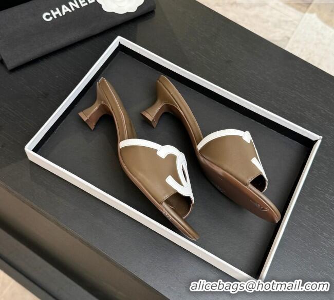 ​Best Price Chanel Lambskin Mules Sandals with 45mm Heel G47252 Khaki 2026