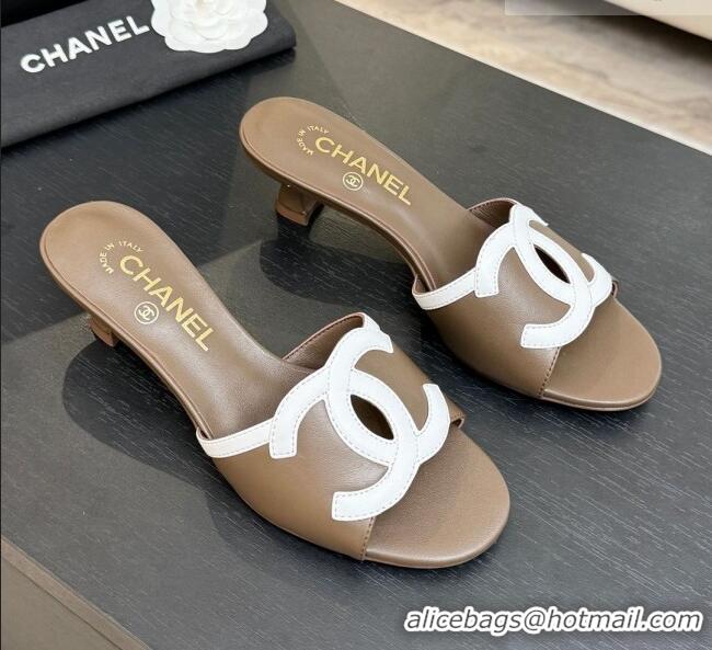 ​Best Price Chanel Lambskin Mules Sandals with 45mm Heel G47252 Khaki 2026
