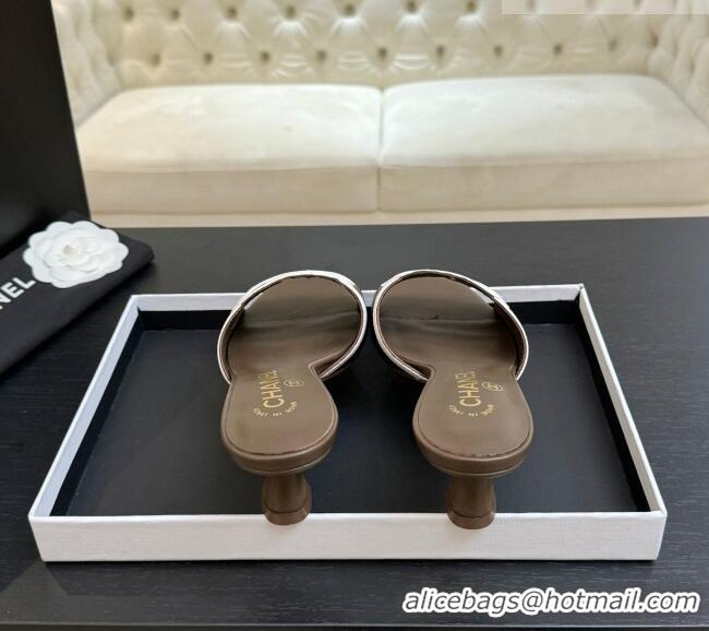 ​Best Price Chanel Lambskin Mules Sandals with 45mm Heel G47252 Khaki 2026