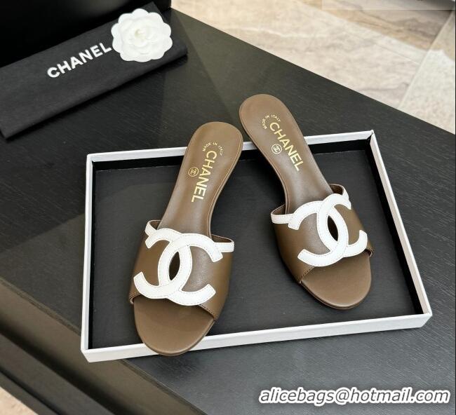 ​Best Price Chanel Lambskin Mules Sandals with 45mm Heel G47252 Khaki 2026