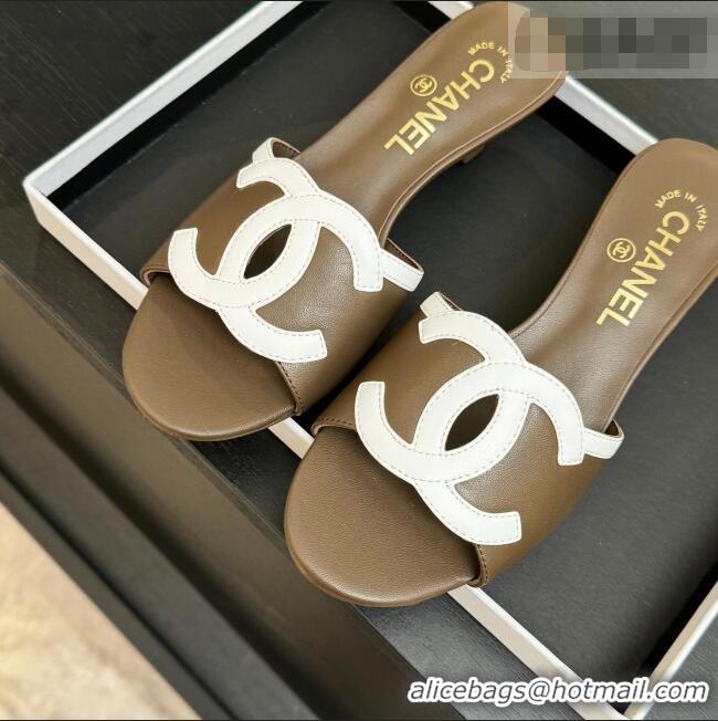 ​Best Price Chanel Lambskin Mules Sandals with 45mm Heel G47252 Khaki 2026