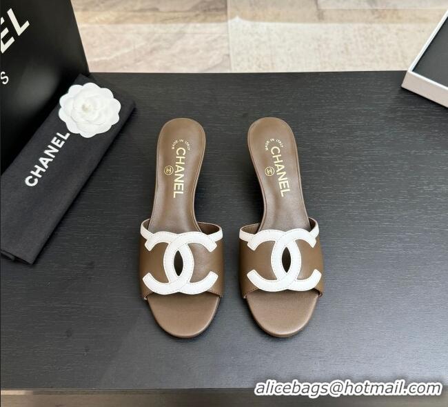 ​Best Price Chanel Lambskin Mules Sandals with 45mm Heel G47252 Khaki 2026