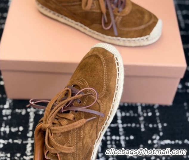 Shop Duplicate Miu Miu Suede Espadrille Sneakers Cocoa Brown MM120804 1208067