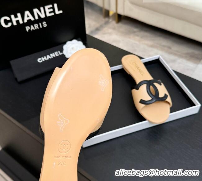 ​Famous Brand Chanel Lambskin Flat Mules Sandals G47252 Beige 2026