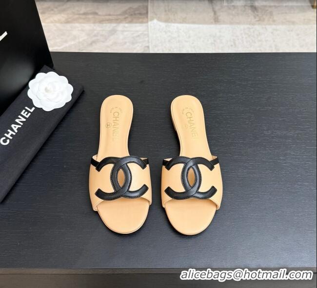 ​Famous Brand Chanel Lambskin Flat Mules Sandals G47252 Beige 2026