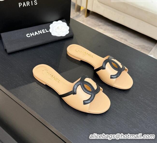 ​Famous Brand Chanel Lambskin Flat Mules Sandals G47252 Beige 2026