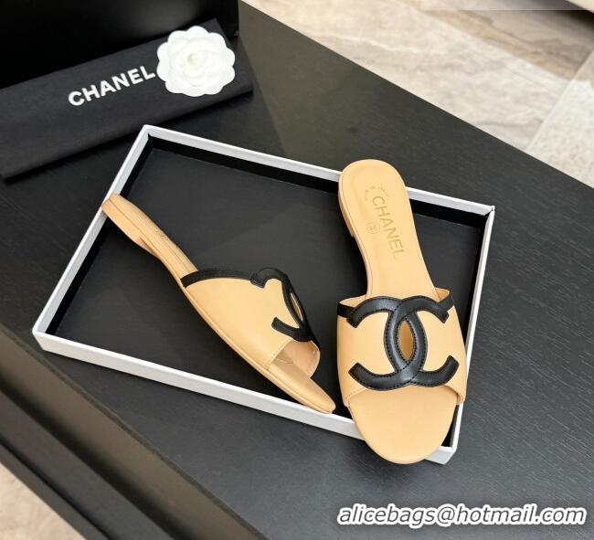​Famous Brand Chanel Lambskin Flat Mules Sandals G47252 Beige 2026