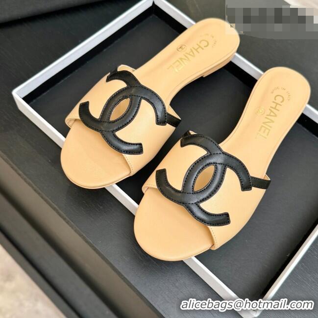 ​Famous Brand Chanel Lambskin Flat Mules Sandals G47252 Beige 2026