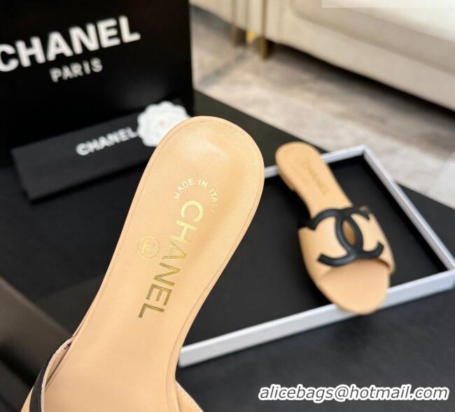 ​Famous Brand Chanel Lambskin Flat Mules Sandals G47252 Beige 2026