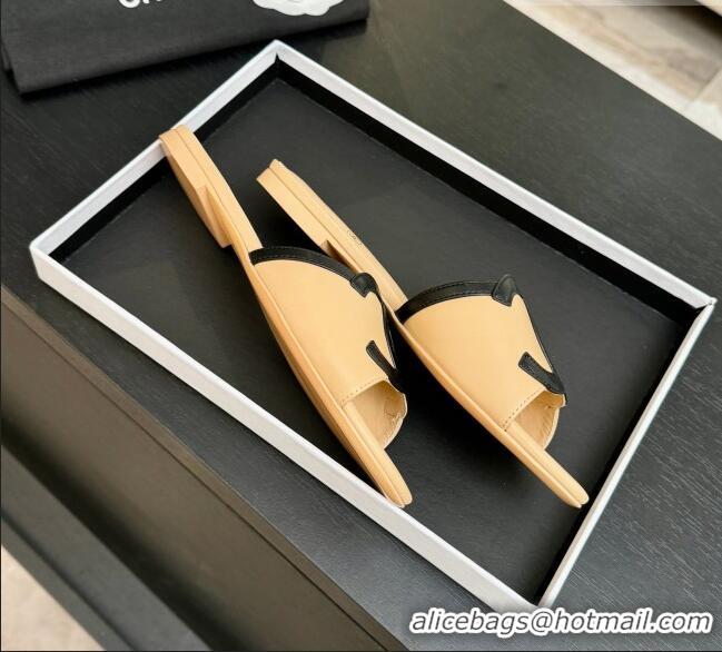 ​Famous Brand Chanel Lambskin Flat Mules Sandals G47252 Beige 2026