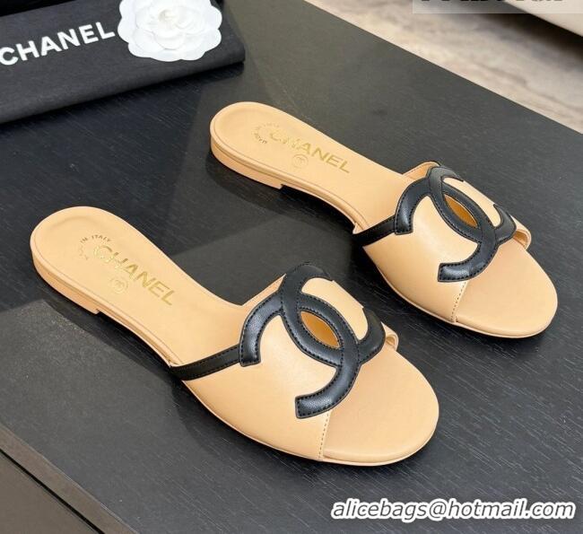 ​Famous Brand Chanel Lambskin Flat Mules Sandals G47252 Beige 2026