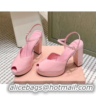 Pretty Style Miu Miu Patent Leather High Heel Sandals 11.5cm Pink2 MM120806 1208068