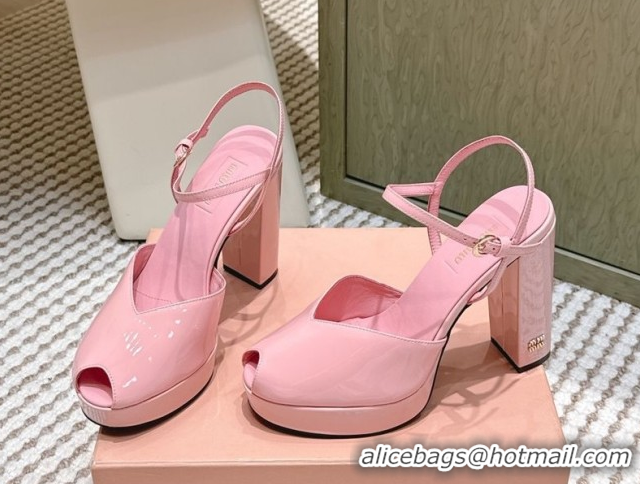 Pretty Style Miu Miu Patent Leather High Heel Sandals 11.5cm Pink2 MM120806 1208068
