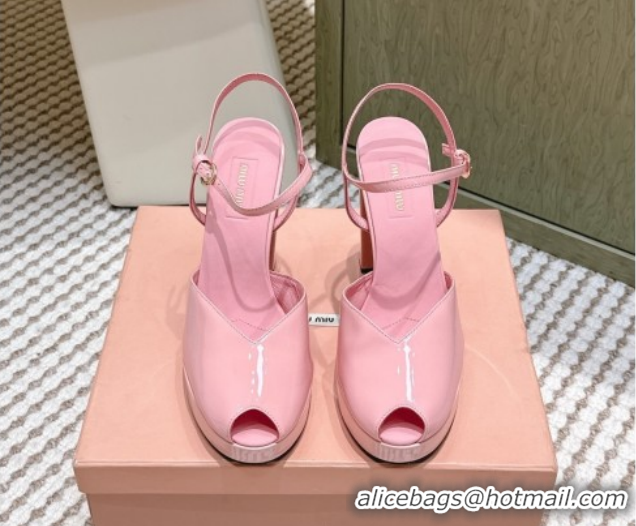 Pretty Style Miu Miu Patent Leather High Heel Sandals 11.5cm Pink2 MM120806 1208068