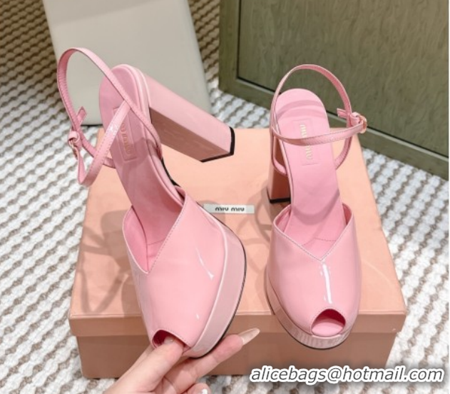 Pretty Style Miu Miu Patent Leather High Heel Sandals 11.5cm Pink2 MM120806 1208068