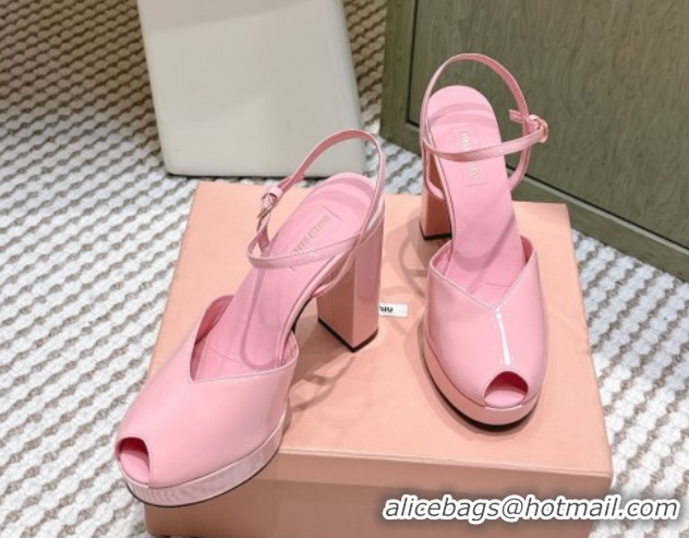 Pretty Style Miu Miu Patent Leather High Heel Sandals 11.5cm Pink2 MM120806 1208068