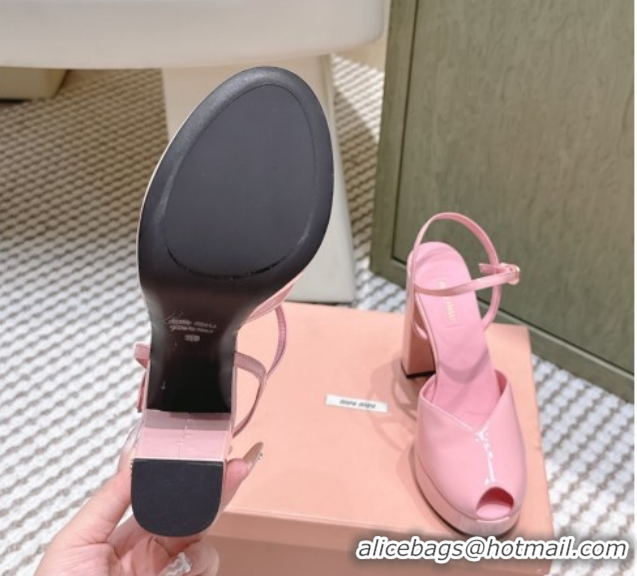 Pretty Style Miu Miu Patent Leather High Heel Sandals 11.5cm Pink2 MM120806 1208068