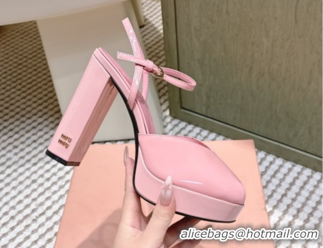 Pretty Style Miu Miu Patent Leather High Heel Sandals 11.5cm Pink2 MM120806 1208068