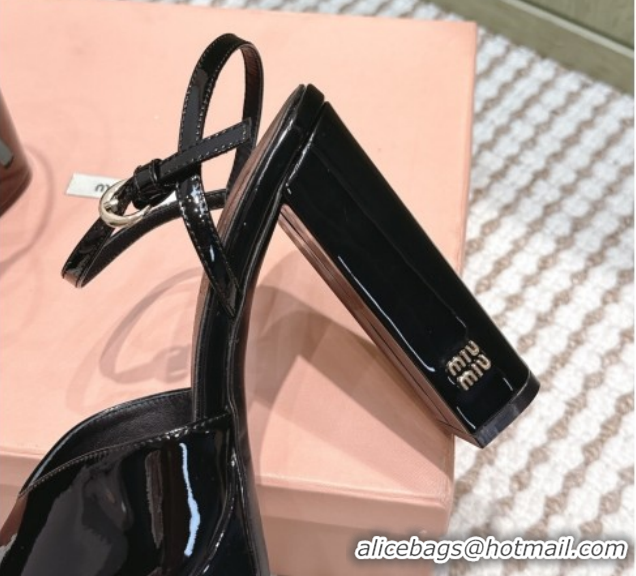 Shop Duplicate Miu Miu Patent Leather High Heel Sandals 11.5cm Black MM120806 1208069