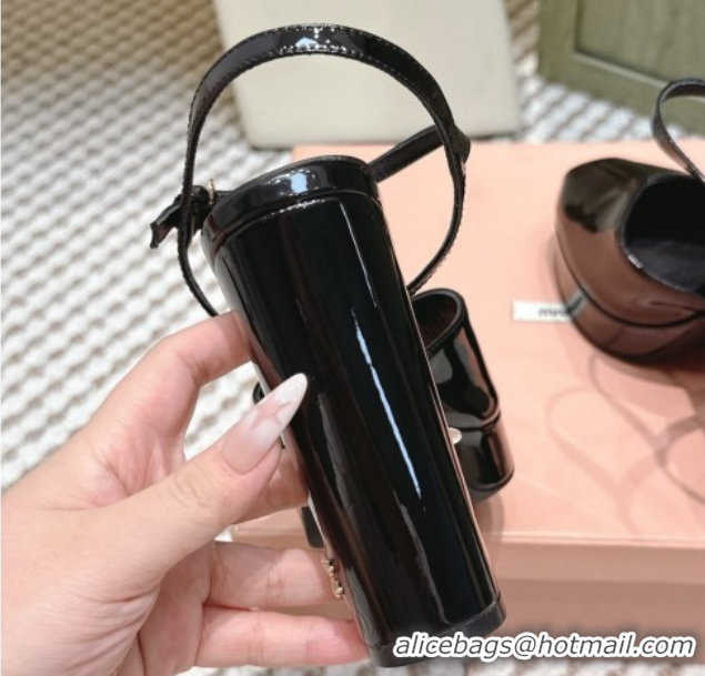 Shop Duplicate Miu Miu Patent Leather High Heel Sandals 11.5cm Black MM120806 1208069