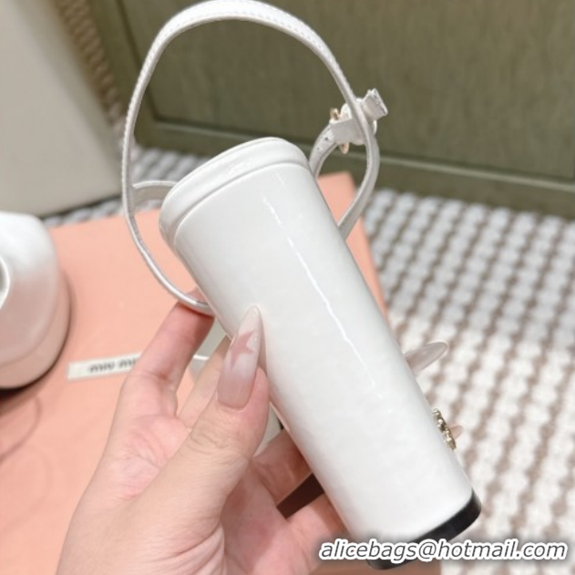 Cheap Price Miu Miu Patent Leather High Heel Sandals 11.5cm MM120806 White