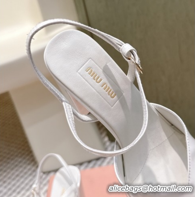 Cheap Price Miu Miu Patent Leather High Heel Sandals 11.5cm MM120806 White