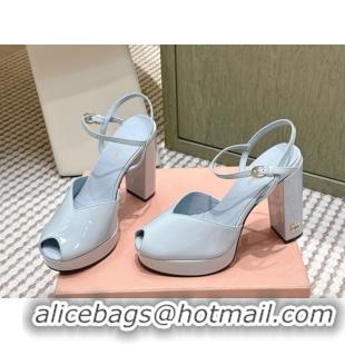 Grade Miu Miu Patent Leather High Heel Sandals 11.5cm MM120806 Blue 2026