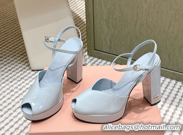 Grade Miu Miu Patent Leather High Heel Sandals 11.5cm MM120806 Blue 2026