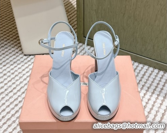 Grade Miu Miu Patent Leather High Heel Sandals 11.5cm MM120806 Blue 2026
