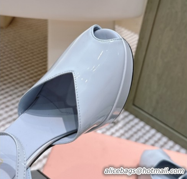 Grade Miu Miu Patent Leather High Heel Sandals 11.5cm MM120806 Blue 2026