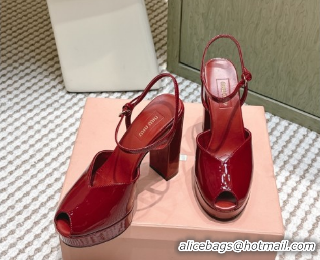 Top Design Miu Miu Patent Leather High Heel Sandals 11.5cm MM120806 Red 2026