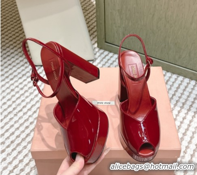 Top Design Miu Miu Patent Leather High Heel Sandals 11.5cm MM120806 Red 2026