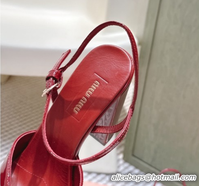 Top Design Miu Miu Patent Leather High Heel Sandals 11.5cm MM120806 Red 2026