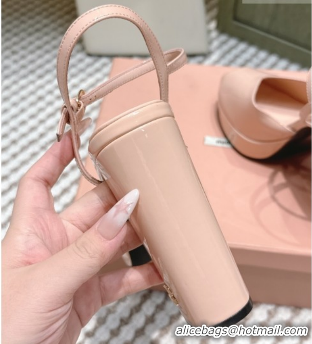 Stylish Miu Miu Patent Leather High Heel Sandals 11.5cm MM120806 Light Pink 2026
